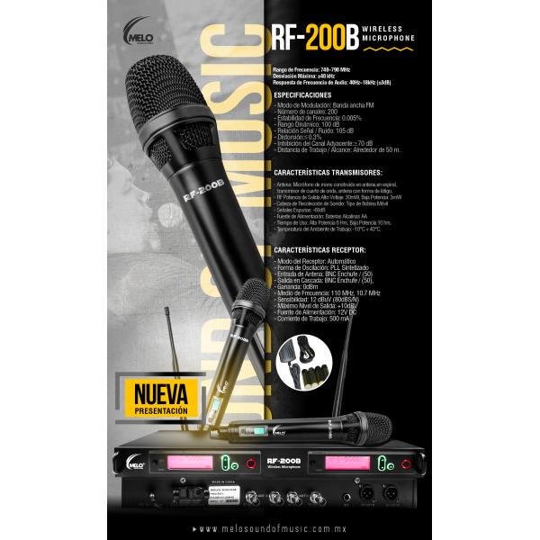 Microfono melo rf 200b inalámbrico